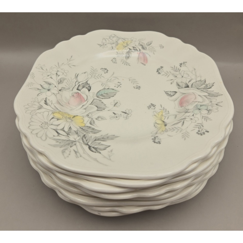 8 Vintage Dessert Plates 'Old World Charm' Pastel Roses And Daisys (#19) - Picture 2 of 8